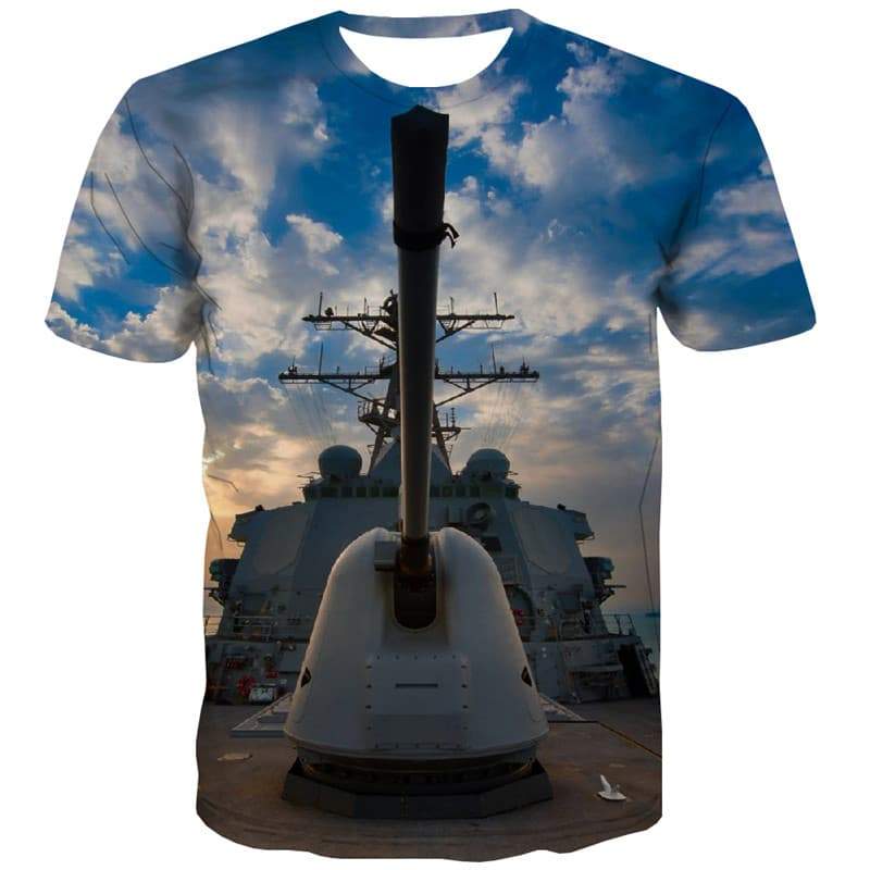 War T shirts Men Military Shirt Print Cloud Tshirts Casual Landscape T shirts Funny - KYKU
