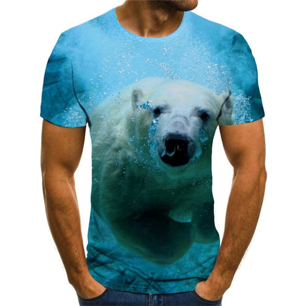 
Bear T shirt Men Animal Anime Clothes Ocean Funny T shirts Harajuku Tshirts Casual
                