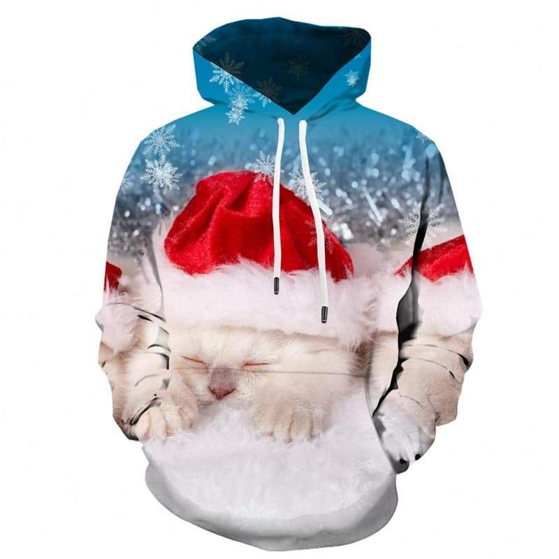 Animal Hoodie Men Christmas Hoody Anime Snowflake Hoodie Print Party Hooded Casual - KYKU