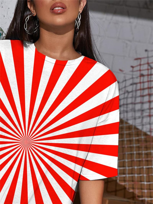 
Dizziness T Shirt Women Abstract Punk Rock Stripe Summer Harajuku Funny T shirts
                