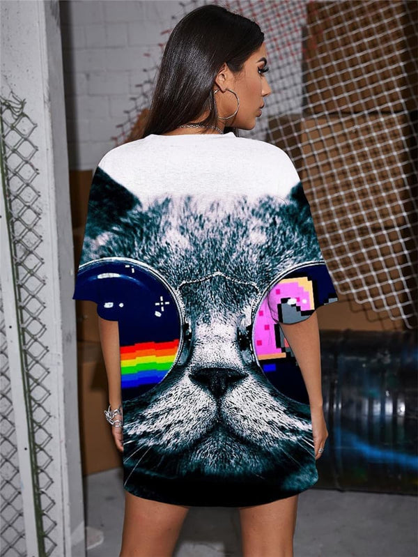 
Cat T-shirt Women Animal Tshirt Printed Rainbow T-shirts 3d Harajuku Summer
                