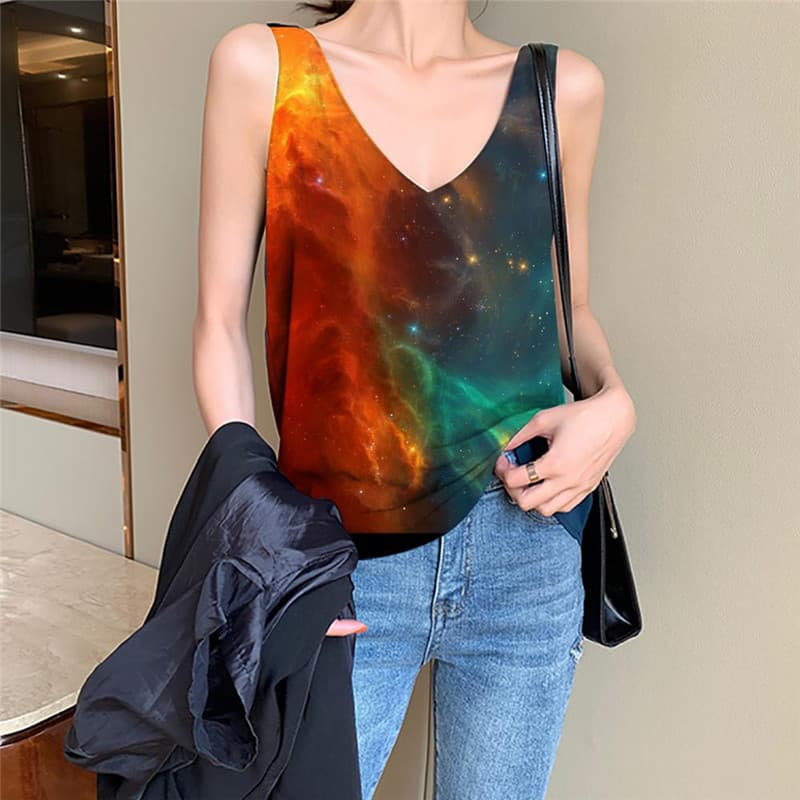 Galaxy Tank Top Women Space Anime Clothes Universe Sleeveless 3d Nebula Vest Print