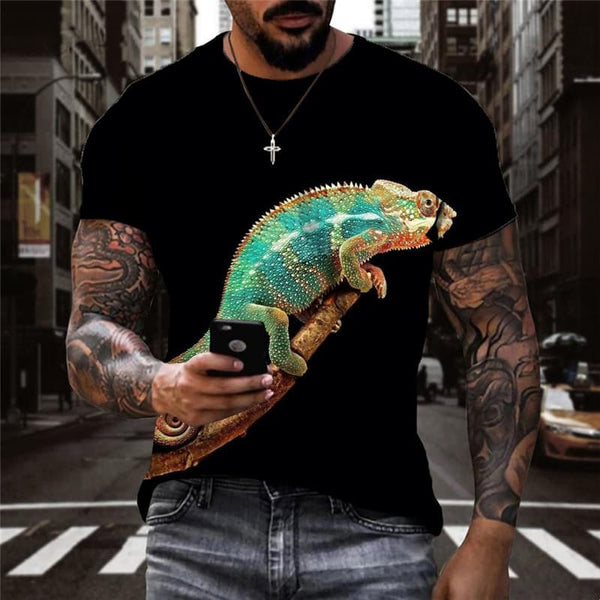 Lizard T-shirt Men Animal T-shirts 3d Black Tshirts Casual Funny Shirt Print