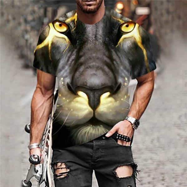 
Lion T shirt Men Animal Anime Clothes Lightning Tshirts Casual Harajuku Shirt Print
                