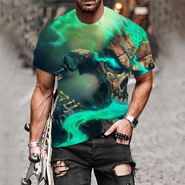 
Skull T-shirt Men Motorcycle T-shirts 3d Flame Shirt Print Hip Hop Tshirts Casual
                