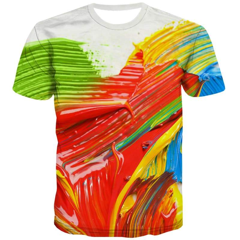 Graffiti T shirts Men Pigment Tshirts Novelty Art T-shirts 3d Colorful Tshirt Printed Harajuku T shirts Funny - KYKU
