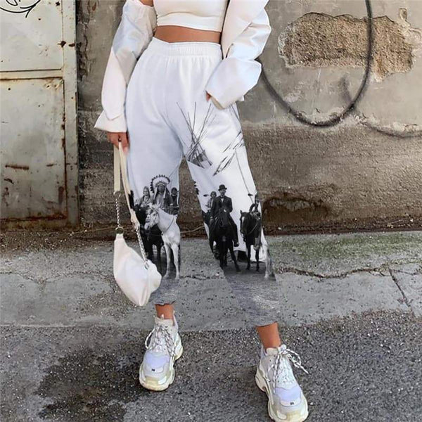 Indios Pants Women Horse Jogger Pants Animal Casual Pant War Trouser - KYKU