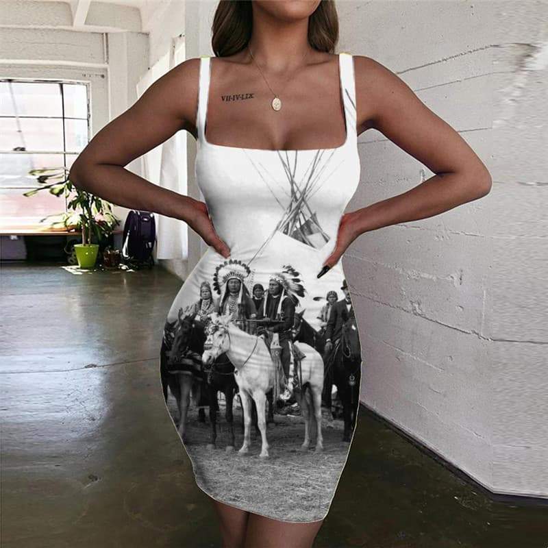Indios Dress Women Horse Halter Sleeveless Animal Sundress War Ladies Dresses - KYKU