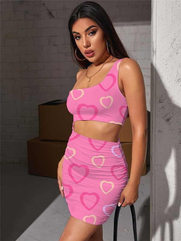 
Love Dresses Women Couples 3d Print Romantic Vestido Sexy Lovely Hollow out Dresses
                