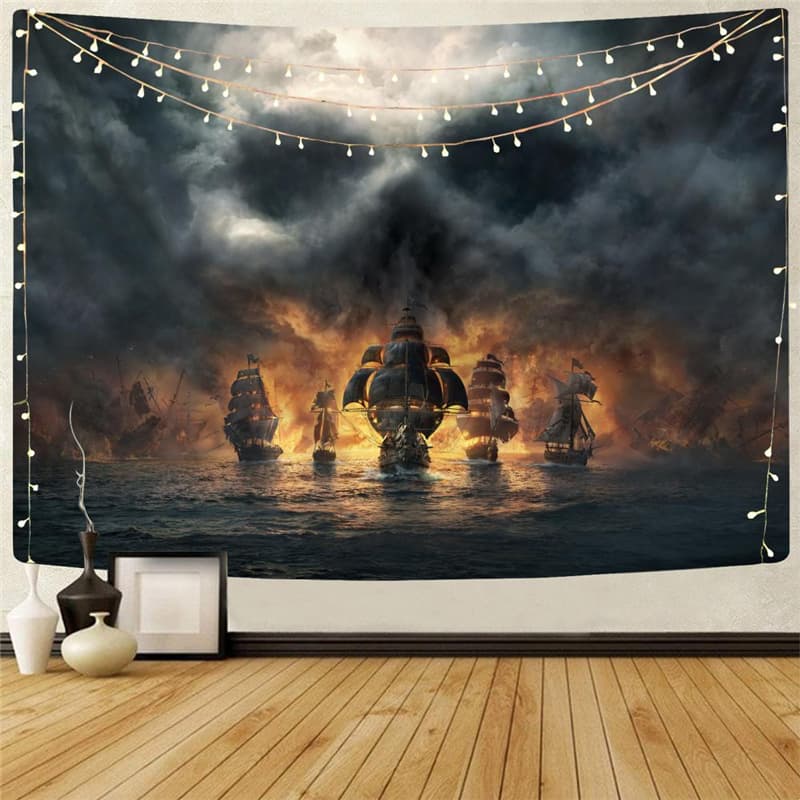 Skull Tapiz Punk Tapestries Cloud Home Tapestrys Pirate Tenture Mandala Captain Rug Wall
