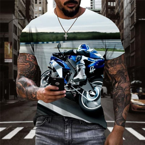 Motorcycle T-shirt Men Gothic Shirt Print Rock Funny T shirts Game Tshirts Casual