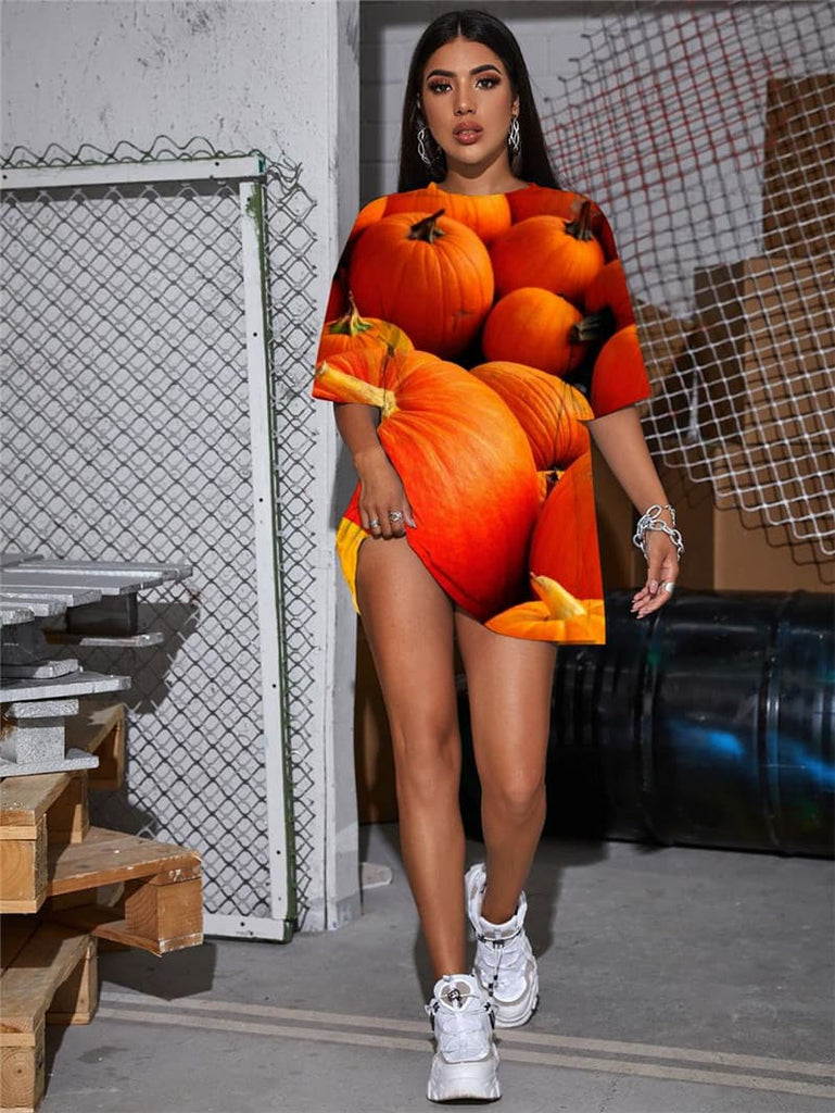 Pumpkin T-shirt Women Halloween Punk Rock Moon T-shirts 3d Harajuku Gothic