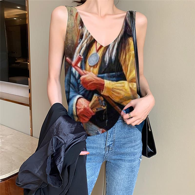Indios Tank-Top women Graffiti Tank Tops Casual Pharaoh Sleeveless 3d
