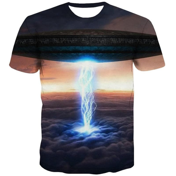 
Ufo T-shirt Men Lightning Shirt Print Landscape Anime Clothes Space Tshirt Printed
                