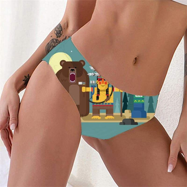 Indios Briefs Women Bear Knickers Animal Sexy Dark Green Underwear - KYKU
