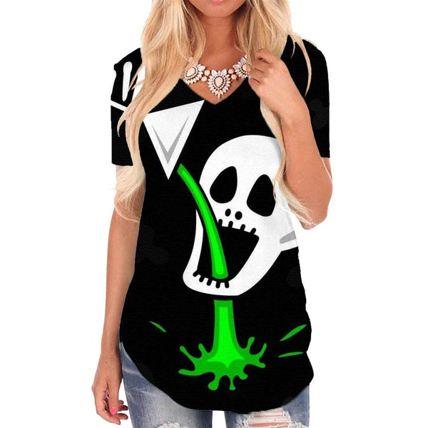 Skull T Shirt Women Party T-shirts 3d Hip Hop Funny T shirts Rock V-neck Tshirt Punk Tshirts Printed