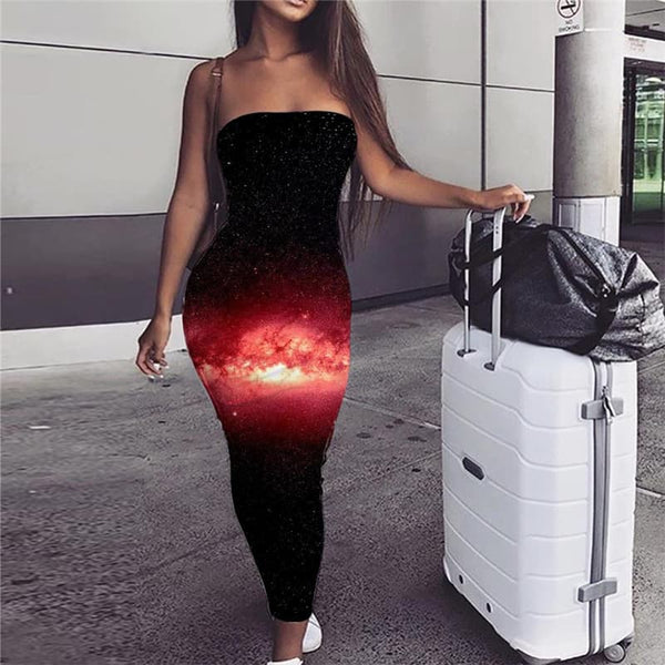 Galaxy Dress Women Space 3d Print Universe Party Black Sundress Womens Clothing