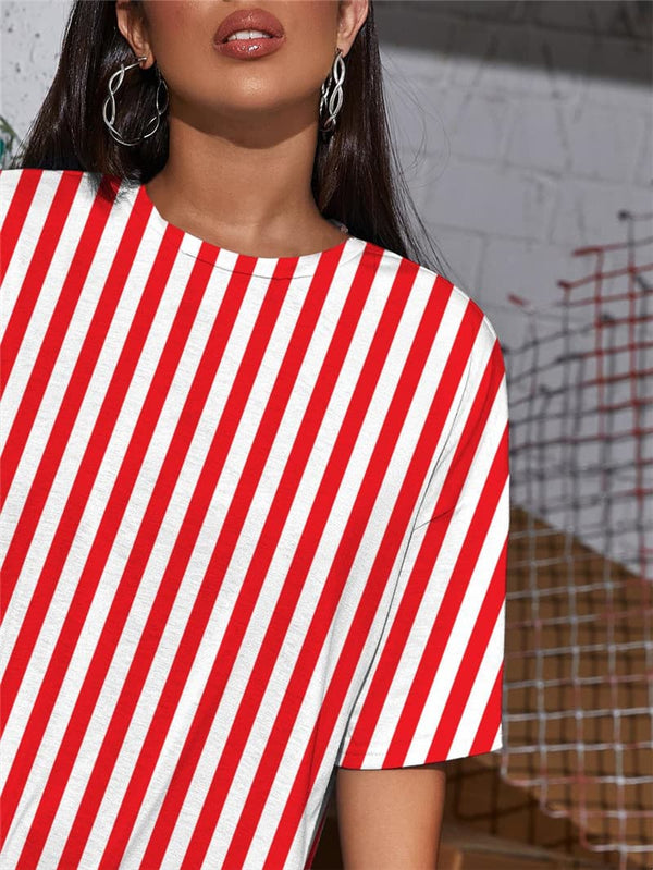 
Stripe T Shirt Women Abstract Punk Rock Harajuku T-shirts 3d Novel Tshirt Printed
                