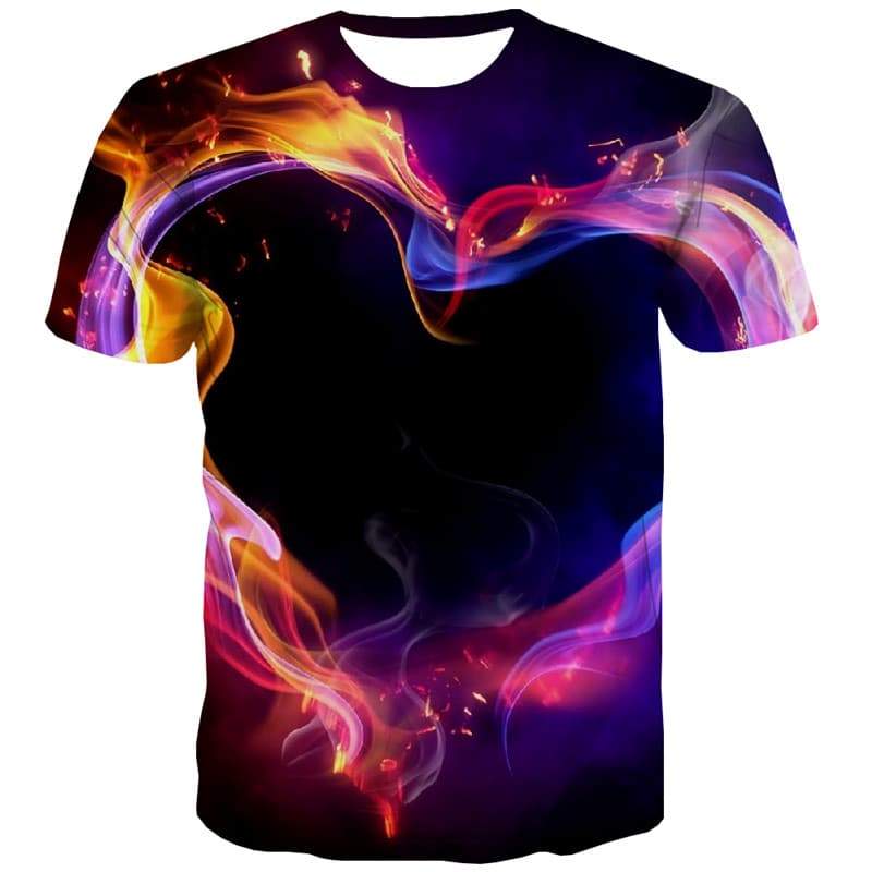 Flame T shirts Men Love Tshirt Printed Colorful T-shirts 3d Harajuku Shirt Print - KYKU