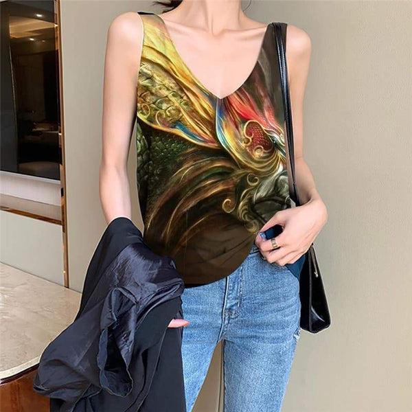 Lion Tank-Top women Animal Funny Top Anime Sleeveless 3d Colorful Vest Print Nebula Tank Tops Casual - KYKU
