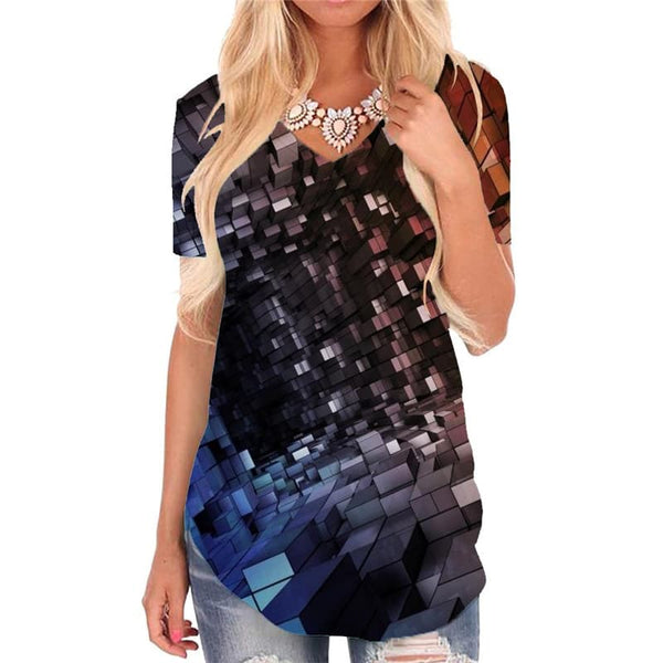 Geometric T-shirt women Psychedelic V-neck Tshirt Vortex Funny T shirts