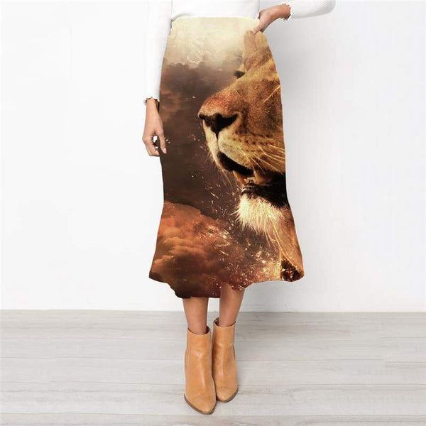 Lion Skirt Women Animal Rock Frauen Anime School skirt Nebula Skirt Ladies Harajuku High waist skirts - KYKU