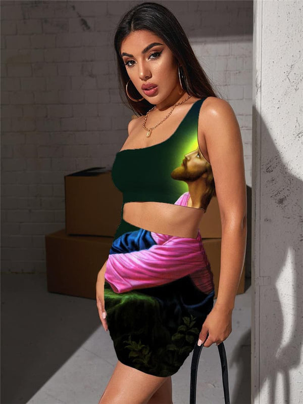 
Jesus Dresses Women Christian Hollow out Dresses Sacred Halter Sleeveless Harajuku 3d Print
                