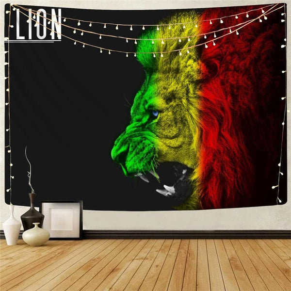 Lion Tapestry Animal Tenture Mandala Anime Home Tapestrys Flame Wall Tapestry Harajuku Rug Wall