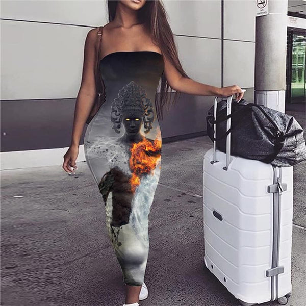 Flame Dress Women Tornado Party Party Bodycon Dress Womens Clothing Casual