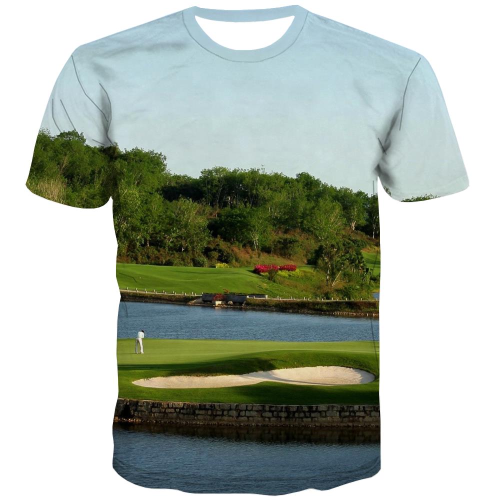 Lawn T shirts Men Golf T shirts Funny Forest Tshirts Cool Natural T-shirts 3d Game Tshirts Casual