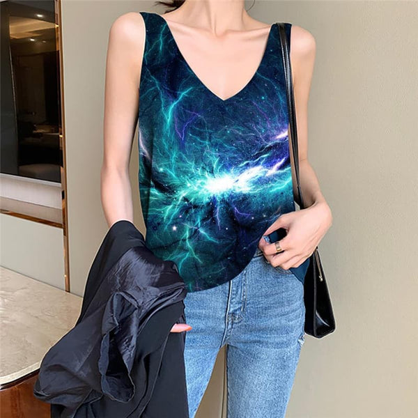 Galaxy Tank-Top women Space Anime Clothes Universe Sleeveless 3d Lightning Vest Printed
