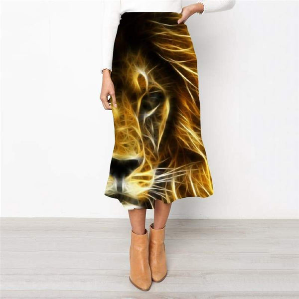 Lion Skirt Women Animal Rock Frauen Anime Skirt Ladies Abstract High waist skirts Harajuku School skirt - KYKU
