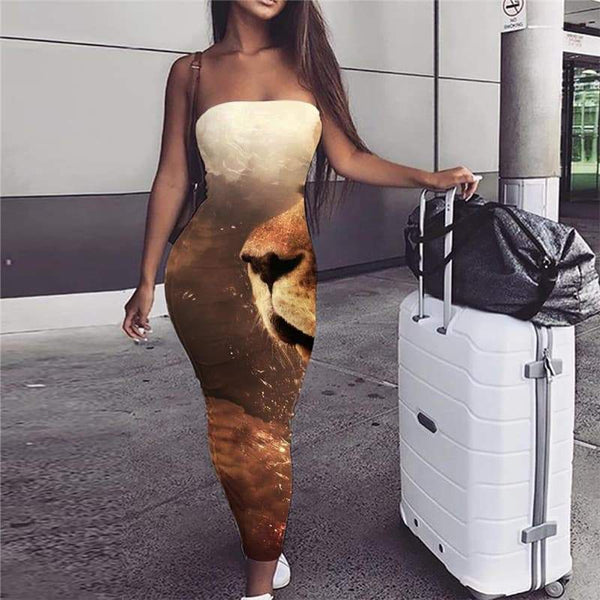 Lion Dress Women Animal Vestido Sexy Anime sleeveless Nebula Ladies Dresses Harajuku Party - KYKU