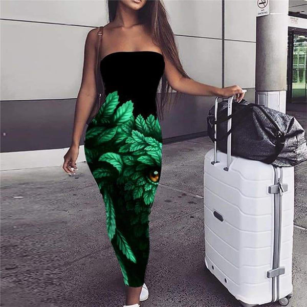 Lion Dress Women Animal Sundress Anime 3d Print Green sleeveless Harajuku Ladies Dresses - KYKU