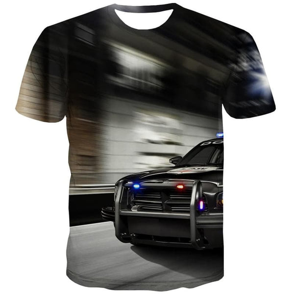 
Car T-shirt Men Police Car Tshirt Printed Harajuku Shirt Print Hip Hop Tshirts Casual
                