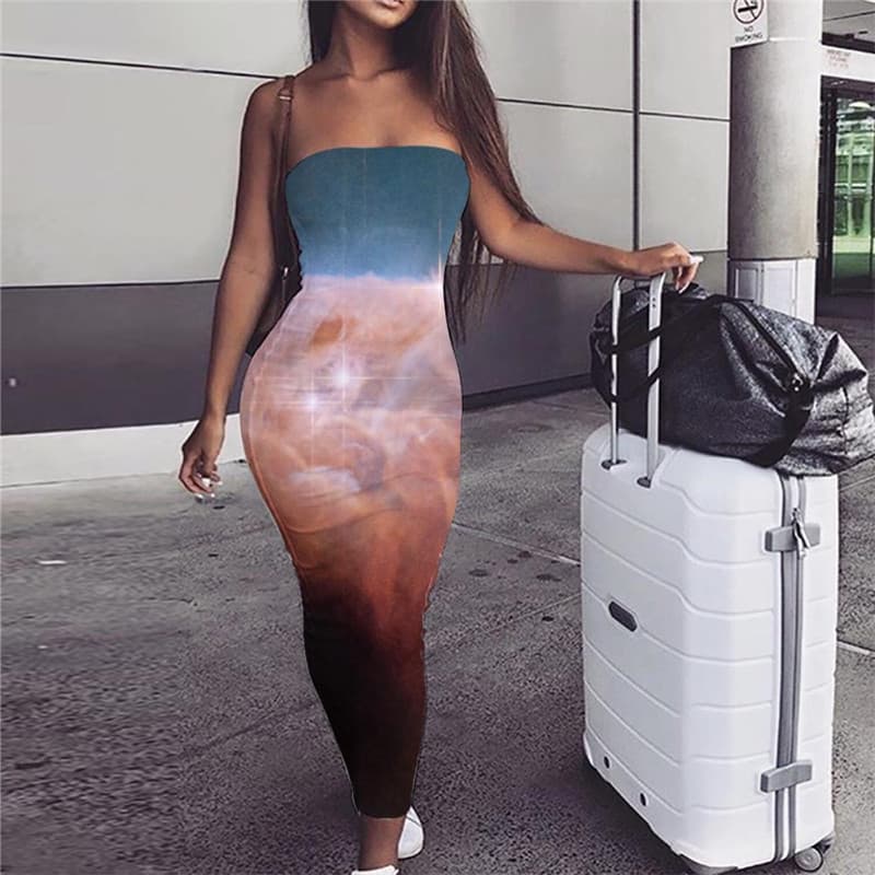Galaxy Dress Women Space sleeveless Universe Party Nebula Ladies Dresses
