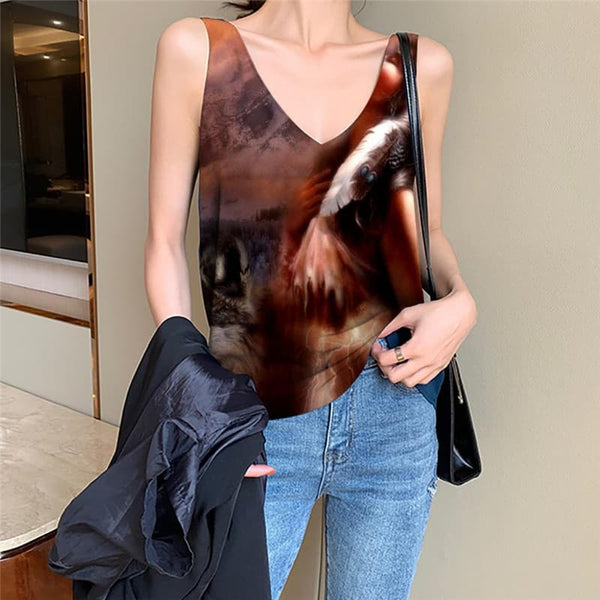 Indios Tank-Top women Wolf Sleeveless 3d Lovely Anime Clothes Womens Clothing