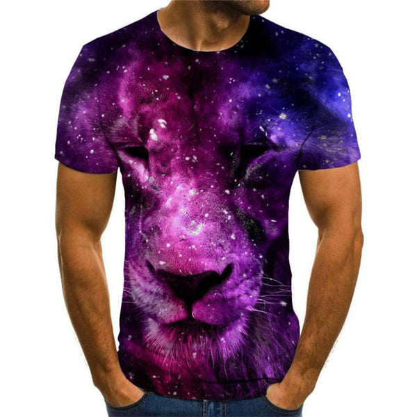 
Lion T shirt Men Animal Tshirts Casual Galaxy Funny T shirts Purple T-shirts 3d
                