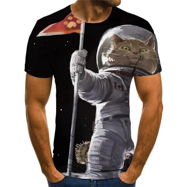 
Astronaut T shirt Men Cat Tshirts Casual Galaxy Funny T shirts Earth T-shirts 3d
                