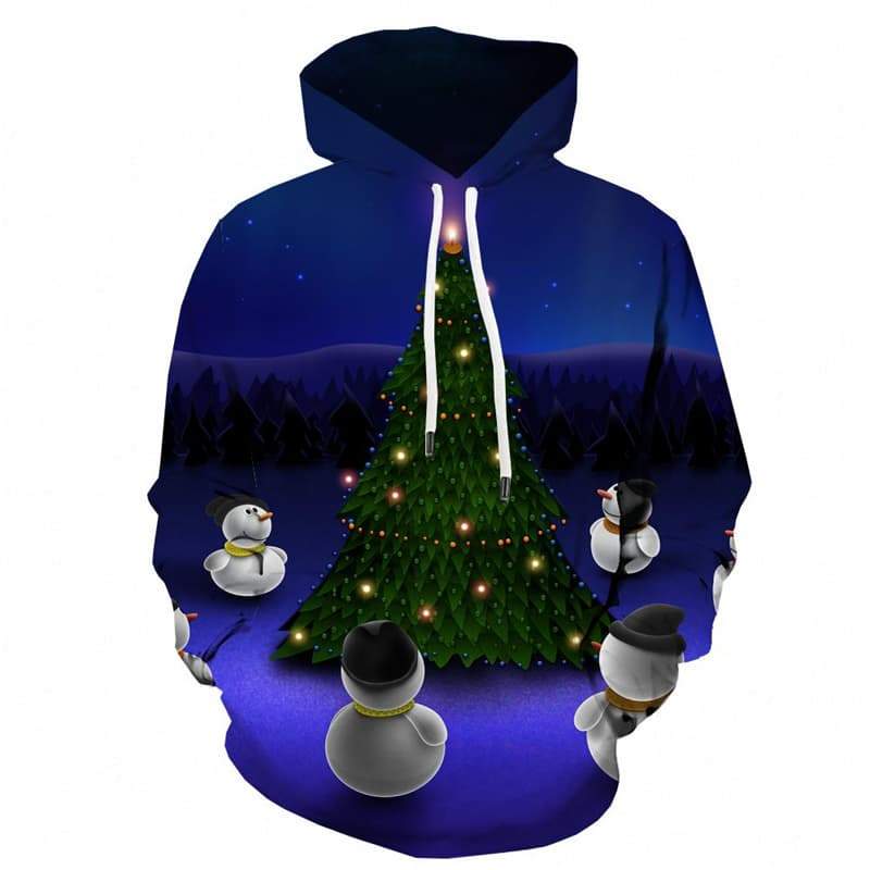 Christmas Hoodie Men Snowman Hooded Casual Christmas Tree 3d Printed Party Sweatshirt Printed - KYKU