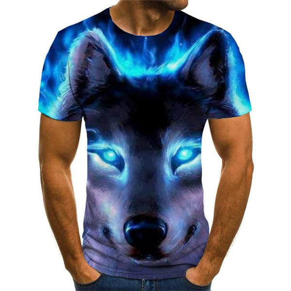 
Wolf T shirt Men Animal Tshirts Casual Flame Anime Clothes Street Tshirt Printed
                