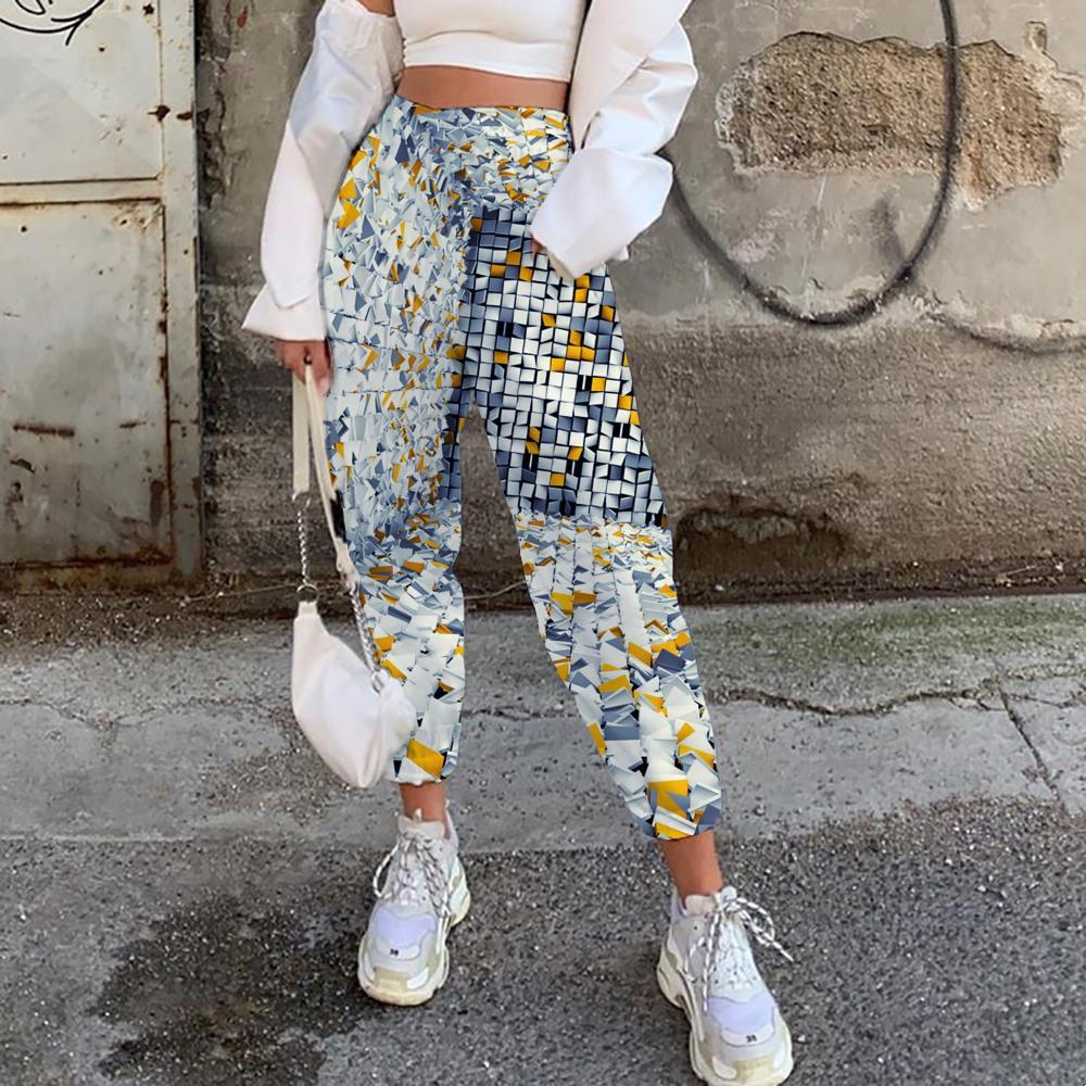 Geometric Pants Women Psychedelic Trouser Vortex High Waist Pants Three-Dimensional Space Jogger Pants - KYKU