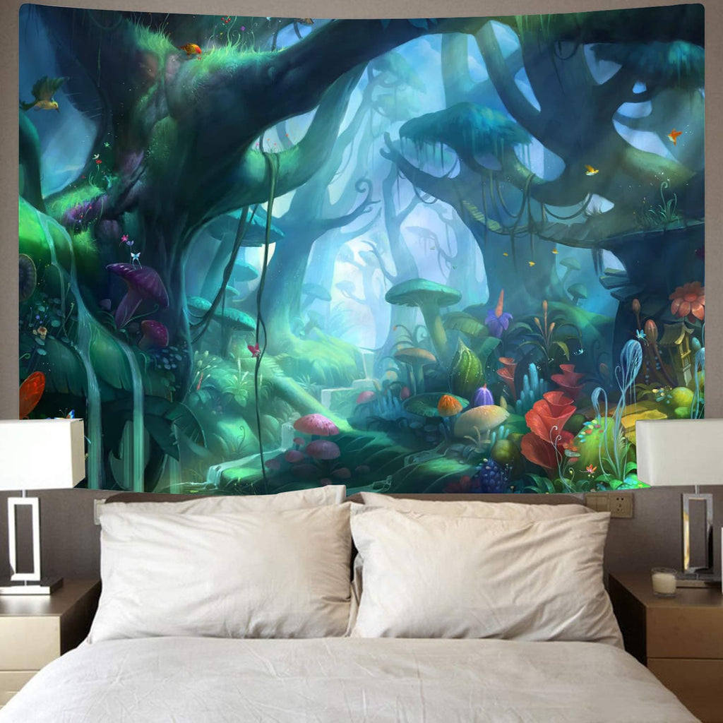 Cartoons Tapiz Anime Tapestries forest Tenture Mandala mushroom Home Tapestrys fantasy Wall Tapestry