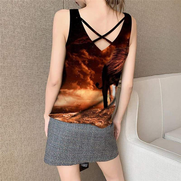 
Lion Tank Top Women Animal Tank Tops Casual Anime Vest Printed Galaxy Vest Print Moon Sleeveless 3d - KYKU
                