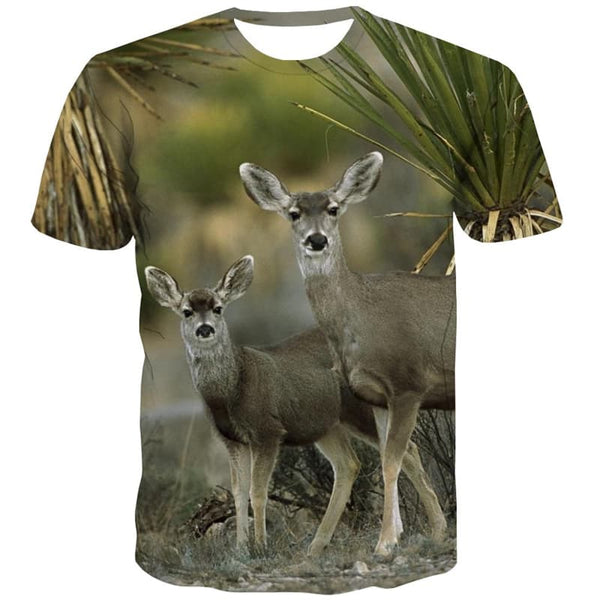 Deer T-shirt Men Animal T-shirts 3d Harajuku Tshirts Cool Short Sleeve