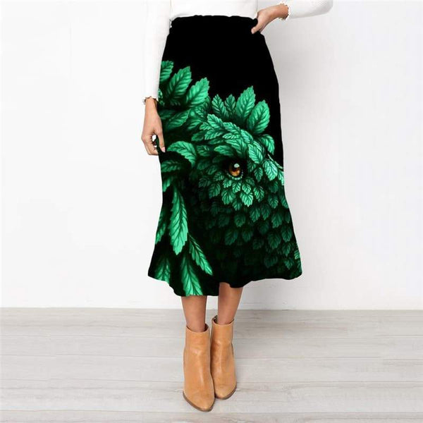 Lion Skirts Women Animal High waist skirts Anime School skirt Green Skirt Ladies Harajuku Rock Frauen - KYKU