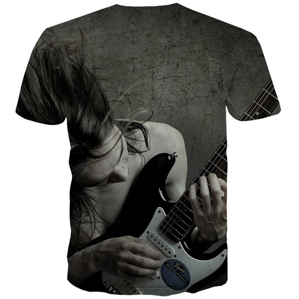 
Guitar T-shirt Men Music Tshirts Cool Wooden Tshirt Anime Metal Shirt Print
                