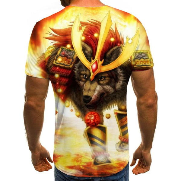 
Wolf T-shirt Men Animal Tshirt Printed Flame Anime Clothes War Funny T shirts
                