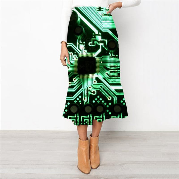 Metal Skirt Women Engine Skirt Ladies Gear High waist skirts Technology Rock Frauen