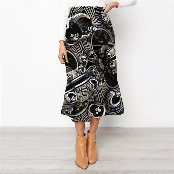 Gear Skirts Women Metal Rock Frauen Engine School skirt Punk Rock High waist skirts